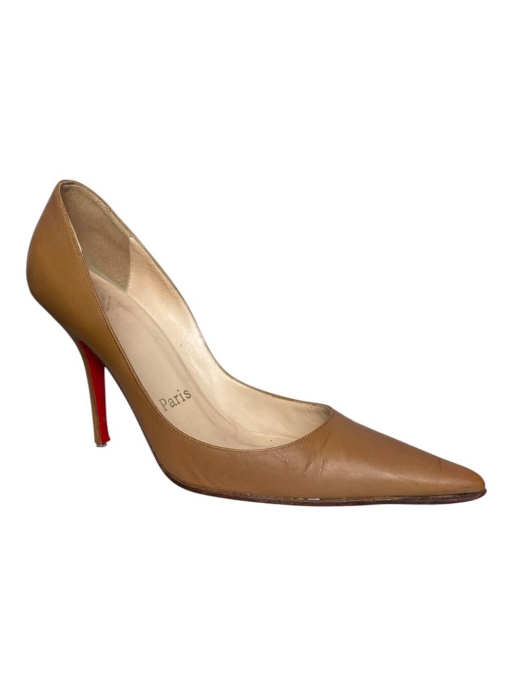 CHRISTIAN LOUBOUTIN Vintage Camel Leather Pointed Toe Stiletto Pumps Heels \\ 35